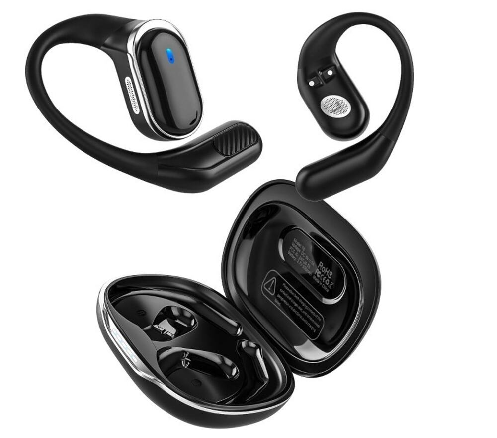 T6 Open Ear Wireless Earbuds Headphones Black ios android windows bluetooth